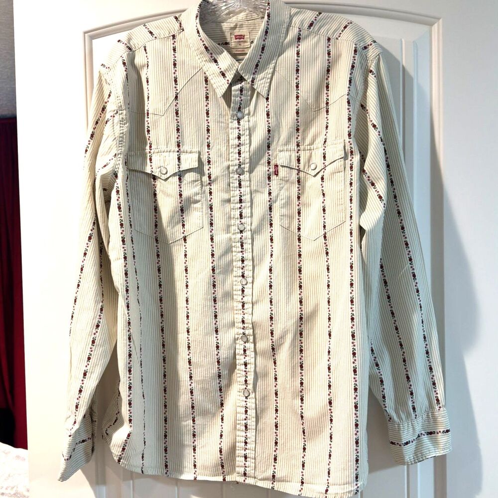 Levi's® Long Sleeve Floral/Stripe Western Shirt Mens XL